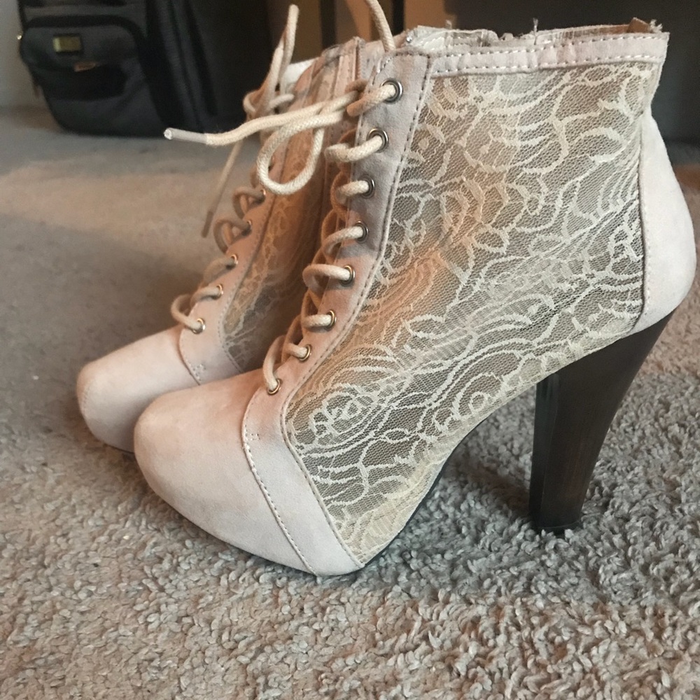 Cream Lace Booties